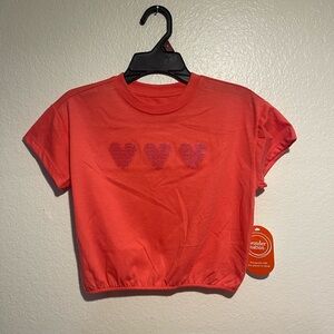 Red Sequin Heart Cropped Tee